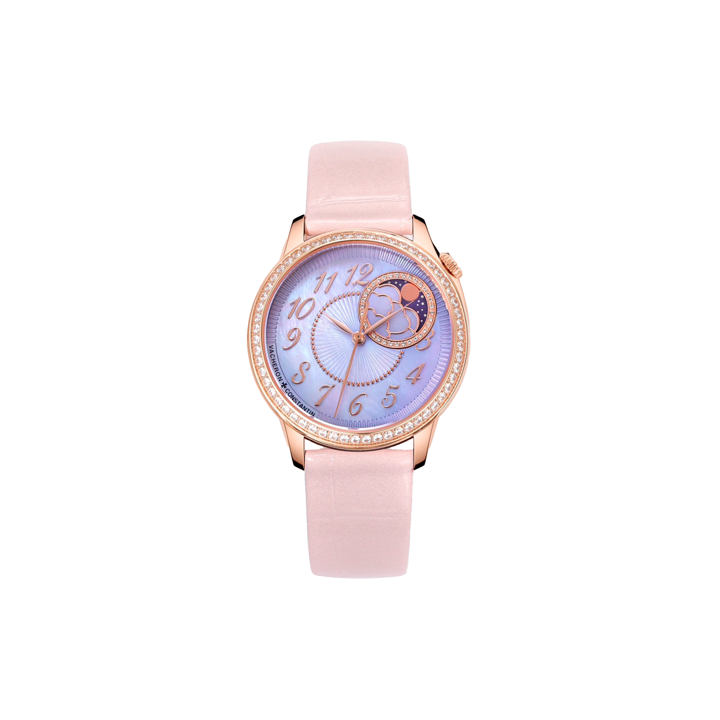 VACHERON CONSTANTIN ÉGÉRIE MOON PHASE 37 MM PINK GOLD WATCH 8005F/000R-H030